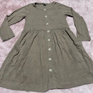 Kate Quinn Long Sleeve Button-Down Dress - Taupe